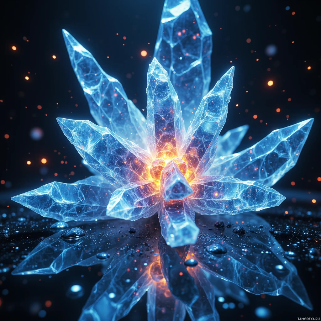 Semi-abstract image with many light, that is suitable for the post:  A portable lattice of translucent, light-absorbing crystals in a dynamic, shifting arrangement, its shimmering surface flashing ever-changing hues and an embedded bio‑reactive core glowing softly, casting intricate fractal shadows.