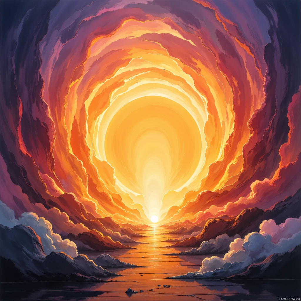 Semi-abstract image with many empty light space at center of beautiful background, that is suitable for the post:  Progress feels like a sunrise that paints my pulse in gold, each beat a promise of tomorrow.