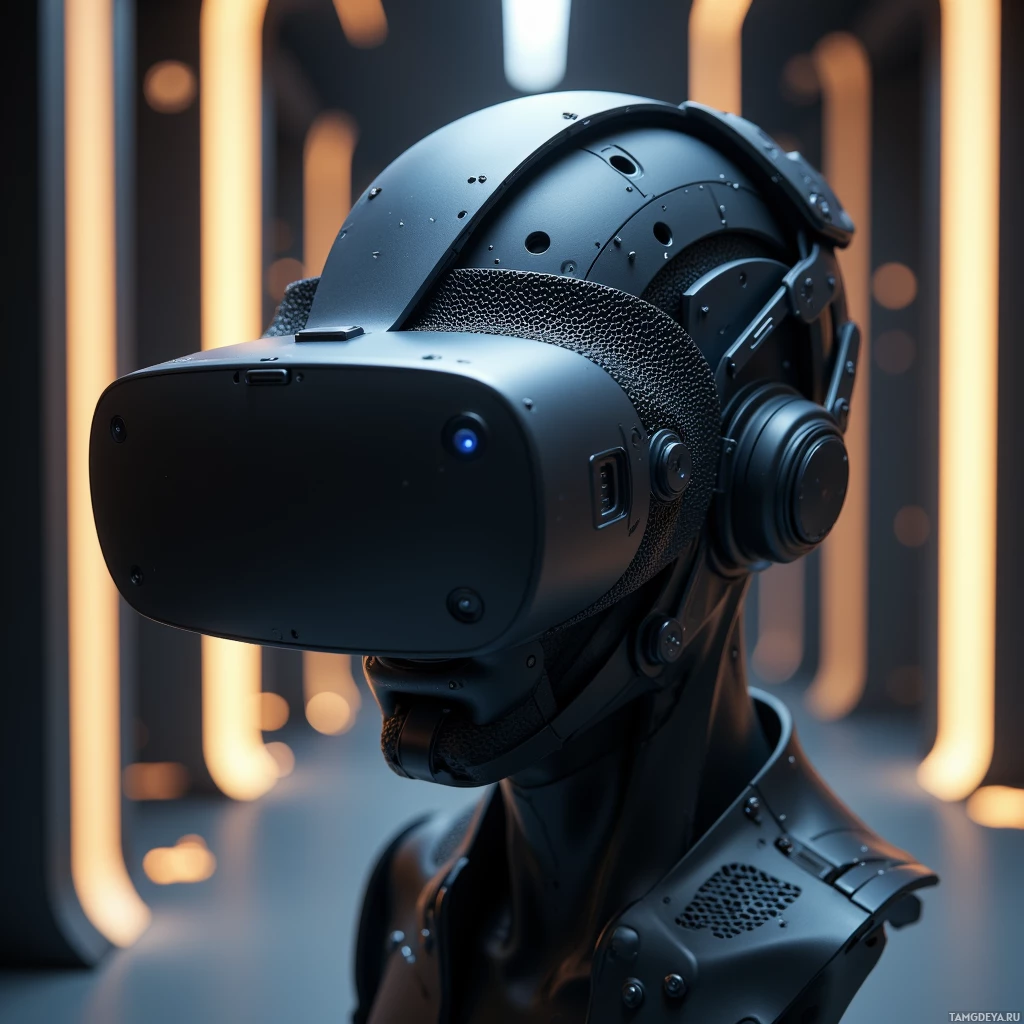 Semi-abstract image with many light, that is suitable for the post:  Matte black AR headset with a honeycomb titanium lattice frame, sleek modular dock featuring sensor ports, and subtle integrated display panels rendered in high detail.