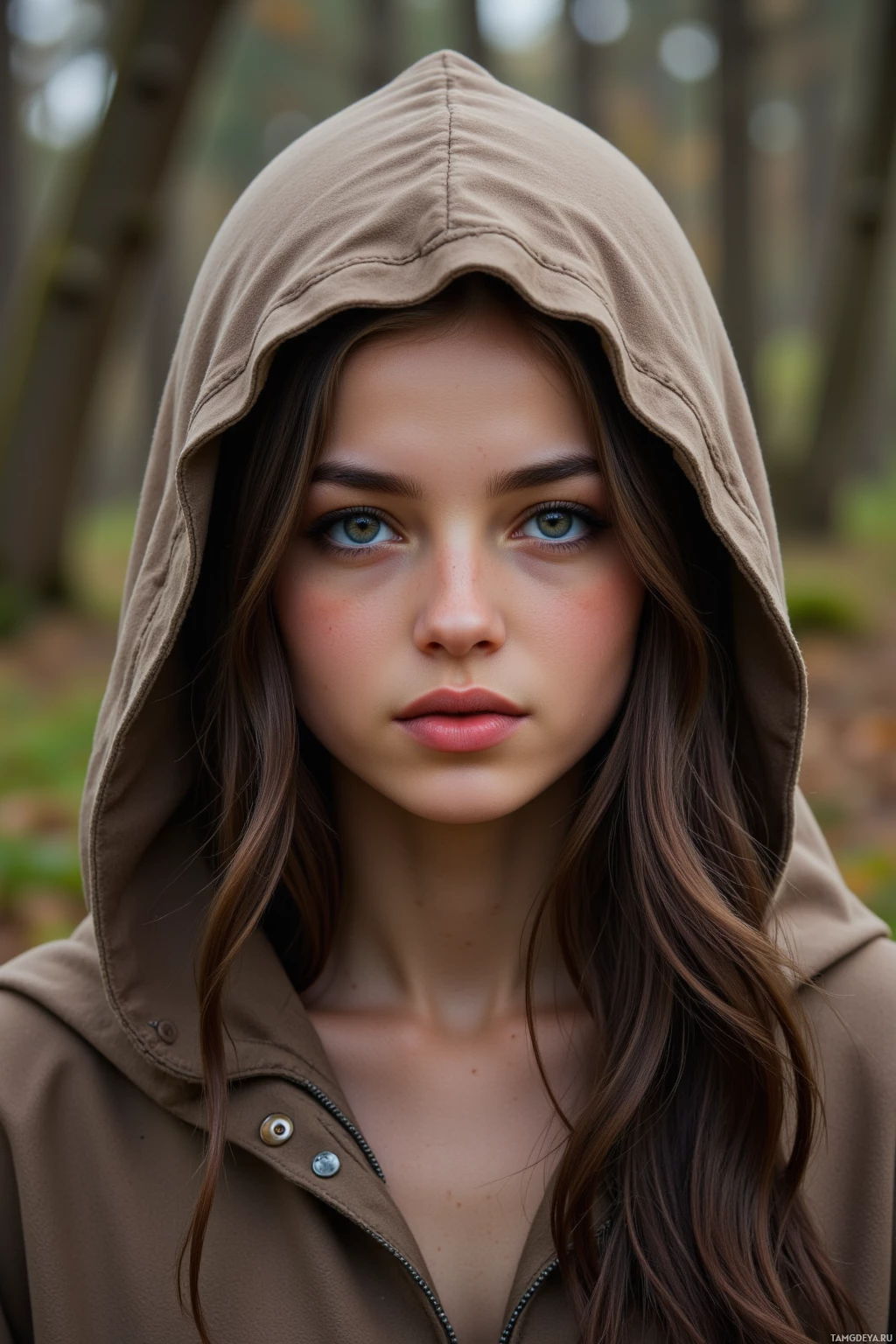 Человек в куртке с капюшоном, с длинными волнистыми волосами.