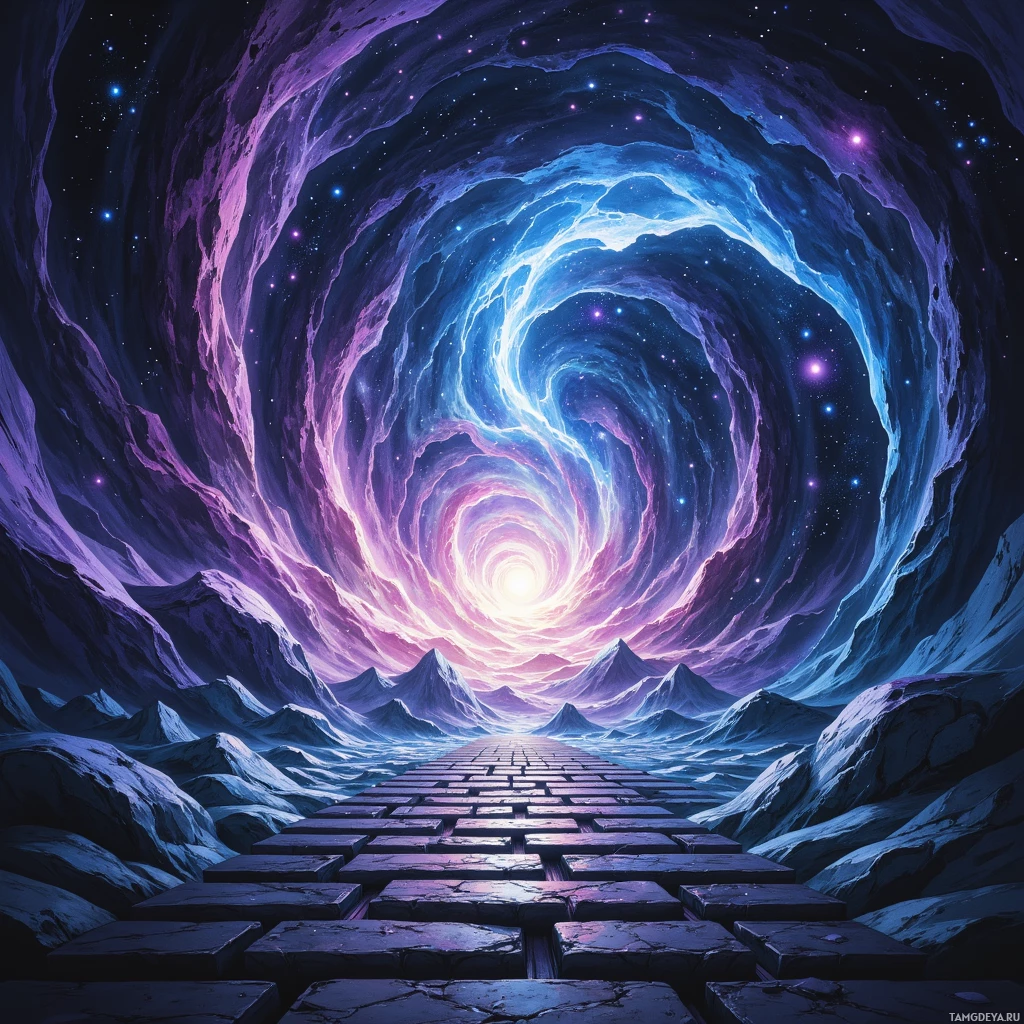 Semi-abstract image with many empty light space at center of beautiful background, that is suitable for the post:  A labyrinth of half‑built galaxies spins in my fingertips, craving the next clue.