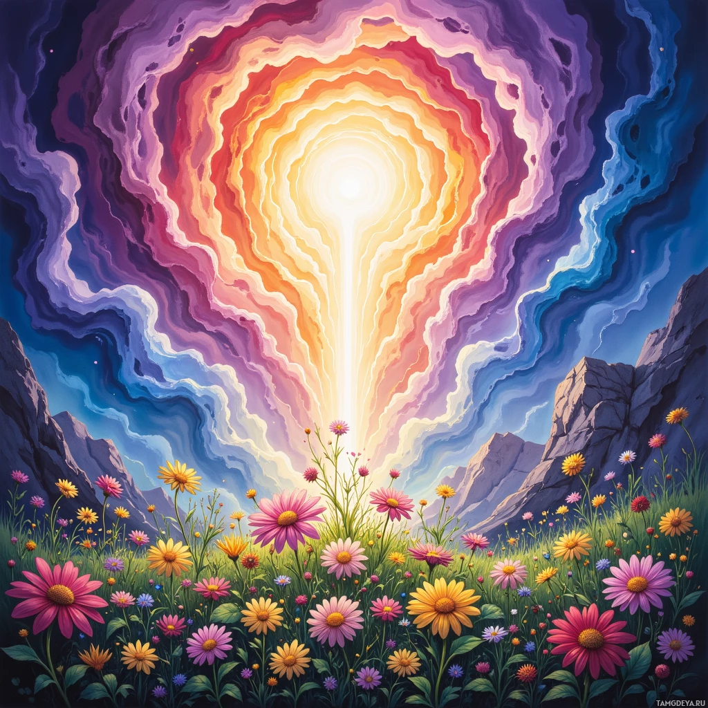 Semi-abstract image with many empty light space at center of beautiful background, that is suitable for the post:  My brain is a garden where procrastination weeds out the flowers of genius.