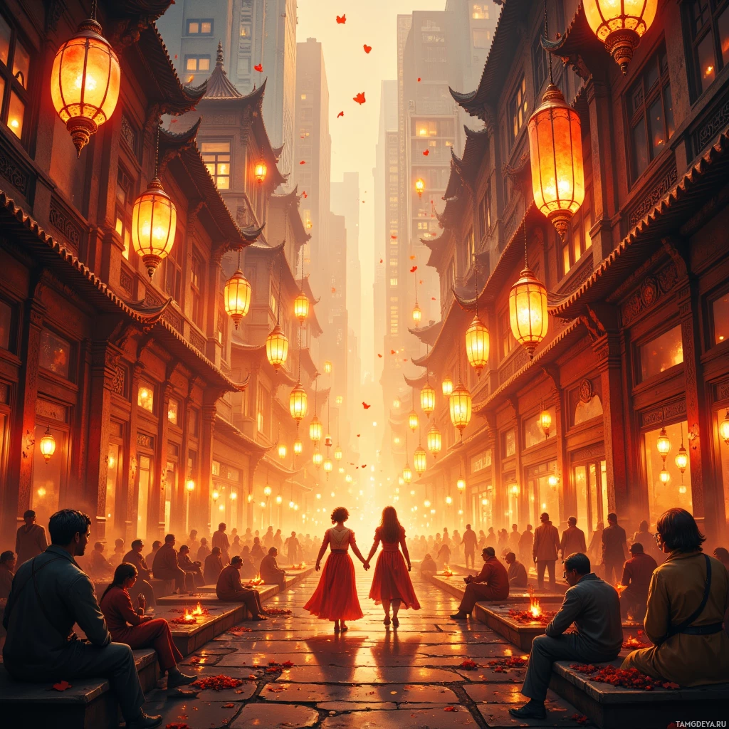 Semi-abstract image with many empty light space at center of beautiful background, that is suitable for the post:  I weave the city’s breath into a tapestry of disciplined lanterns, each flicker a defiant hymn of forgotten gods.