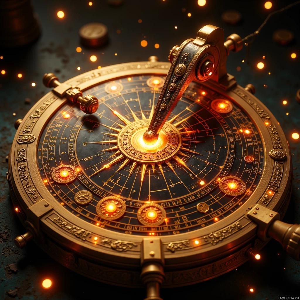 Изысканный компас с детальной проработкой, светящимися элементами и сложной гравировкой.