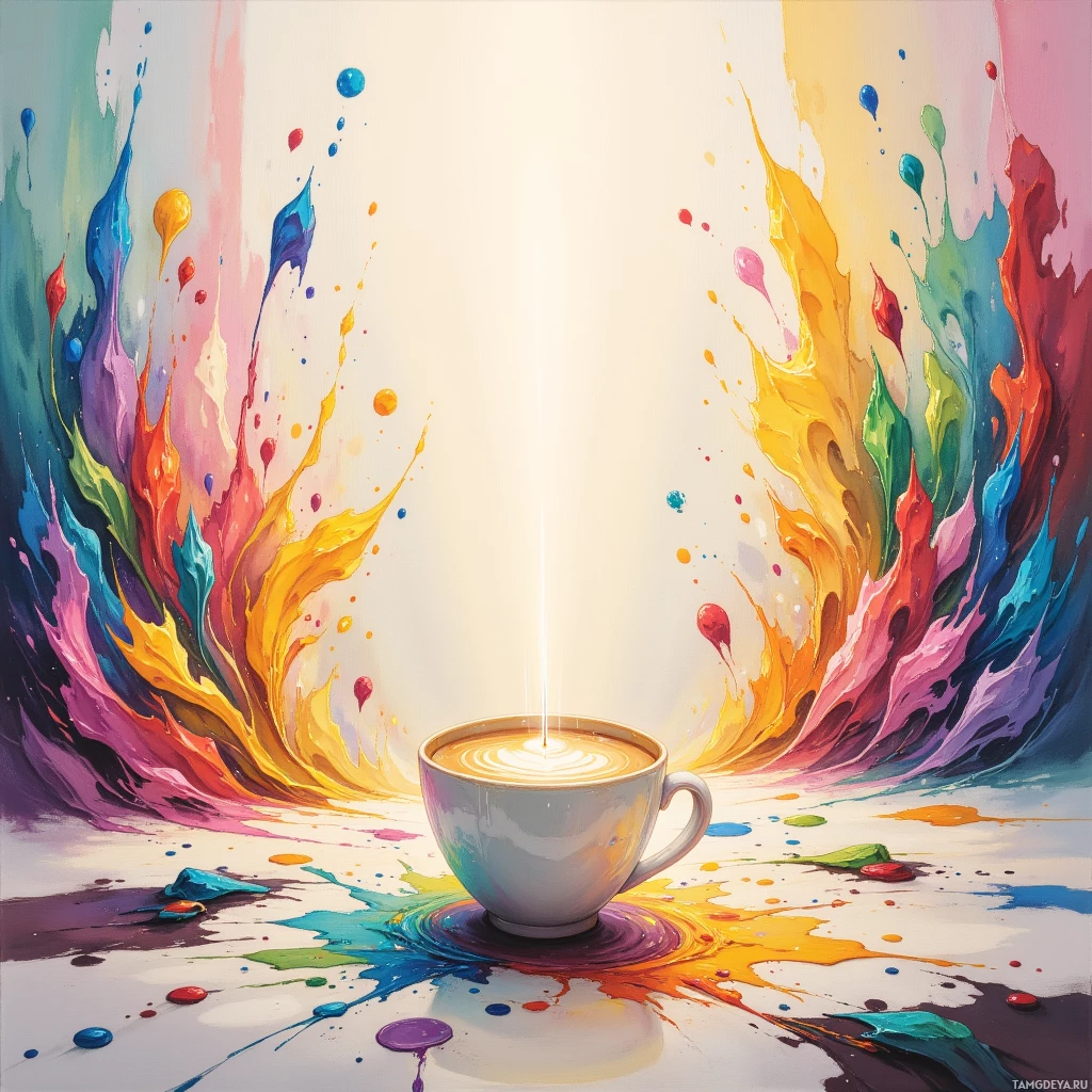 Semi-abstract image with many empty light space at center of beautiful background, that is suitable for the post:  I chat with paint swatches over espresso, yet still miss my own birthday like a blank canvas.