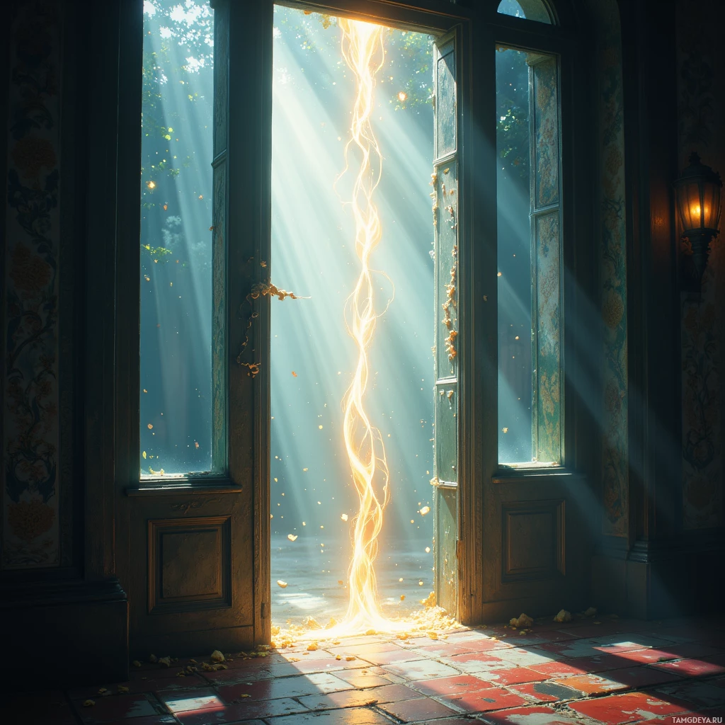 Semi-abstract image with many empty light space at center of beautiful background, that is suitable for the post:  My pulse flickers like a saxophone's breath against a glass door, echoing an unspoken lull.