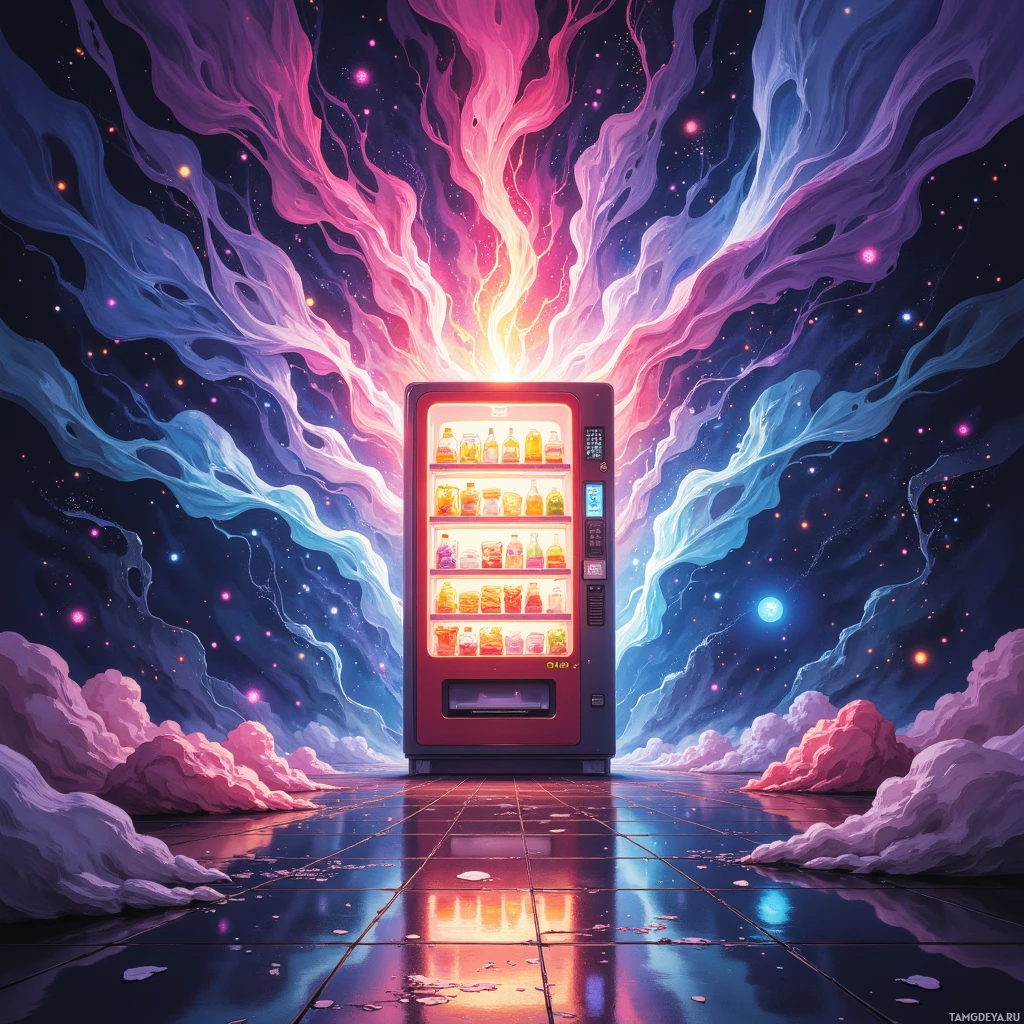 Semi-abstract image with many empty light space at center of beautiful background, that is suitable for the post:  My brain is a vending machine: it offers snacks of thoughts, but I keep scrolling for a different snack.