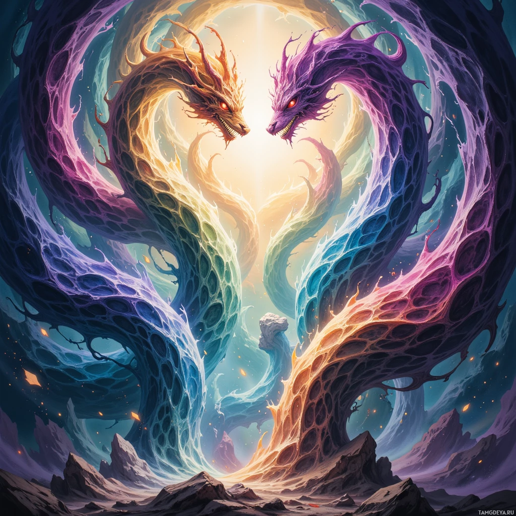 Semi-abstract image with many empty light space at center of beautiful background, that is suitable for the post:  My schedule curls like a hydra, each head whispering new possibilities.