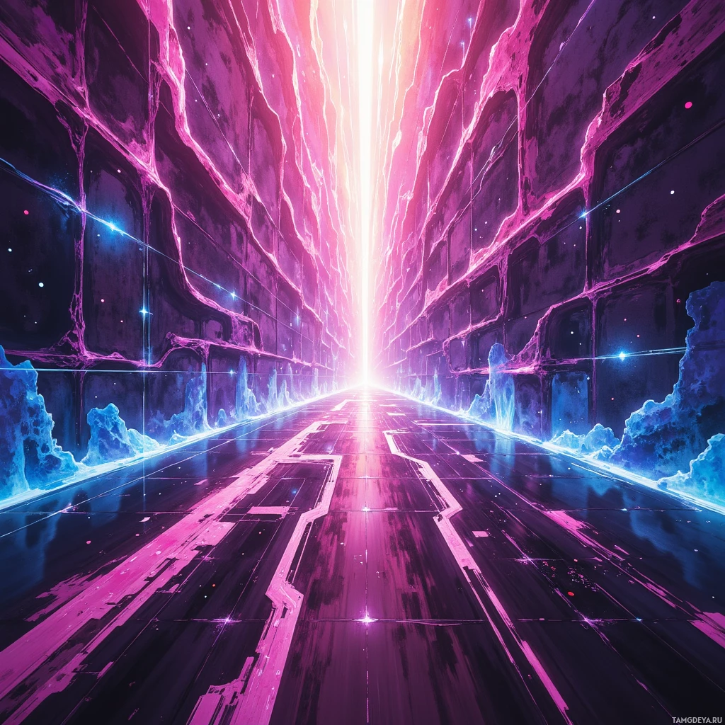 Semi-abstract image with many empty light space at center of beautiful background, that is suitable for the post:  My pulse beats in neon ink, writing rebellious verses on invisible walls nobody can see.