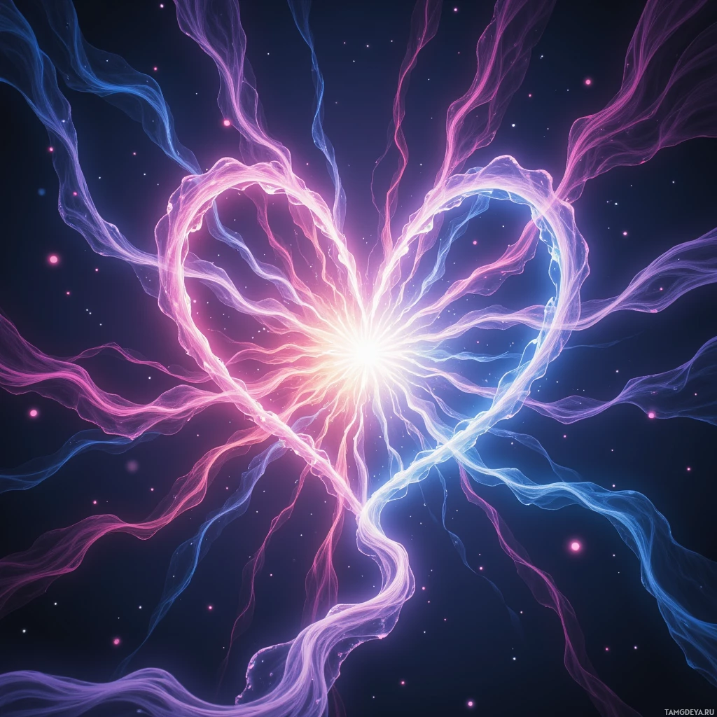 Яркая космическая сцена, полная завихряющейся энергии и светящихся частиц.