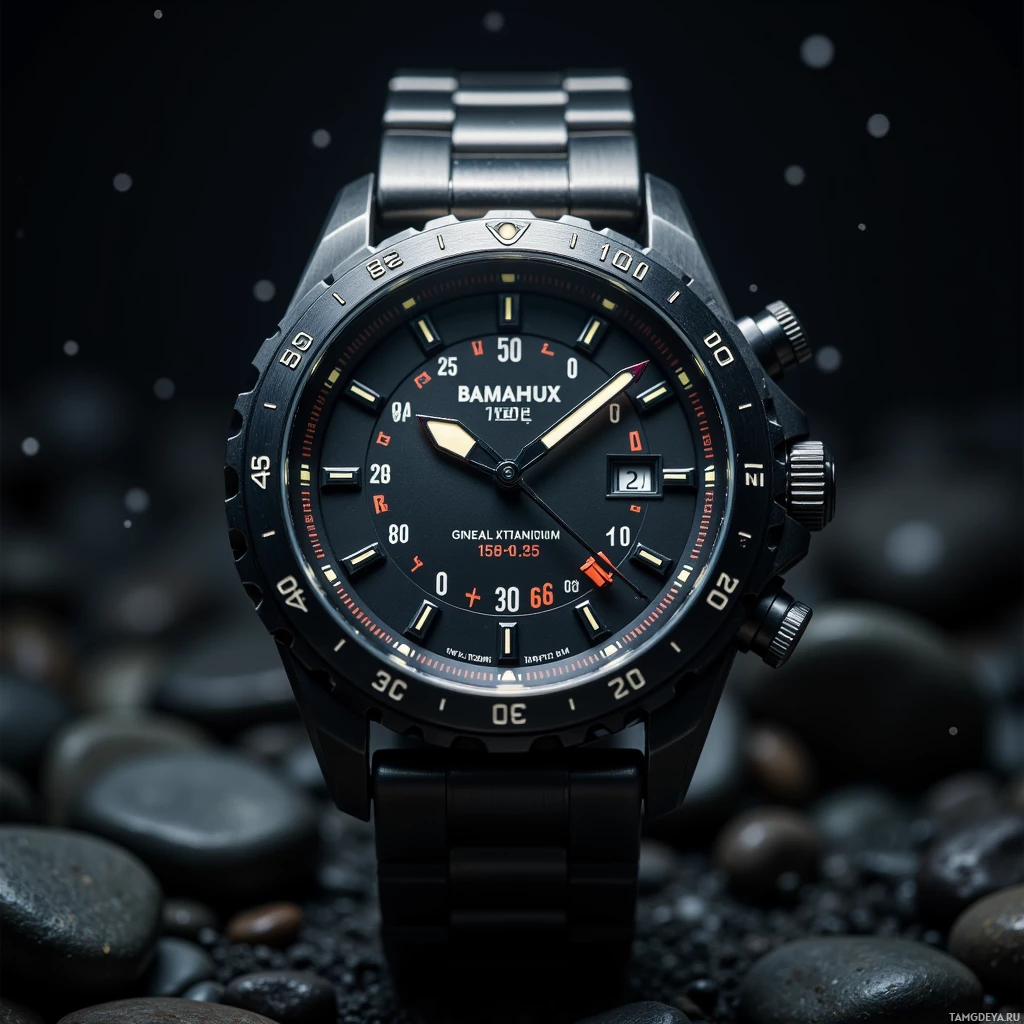 Semi-abstract image with many light, that is suitable for the post:  Titanium mechanical watch with matte black case, faintly glowing hands, micro‑OLED dial displaying minute‑by‑minute ticker text for key stock indices, sleek brushed titanium finish and high‑precision engineering.