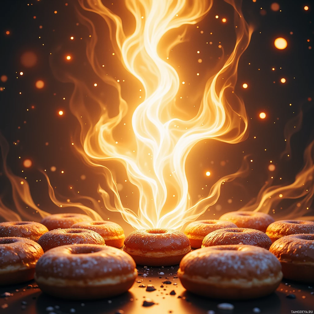 Semi-abstract image with many empty light space at center of beautiful background, that is suitable for the post:  My brain runs on espresso, yet it keeps ordering whole donuts to be half‑eaten.