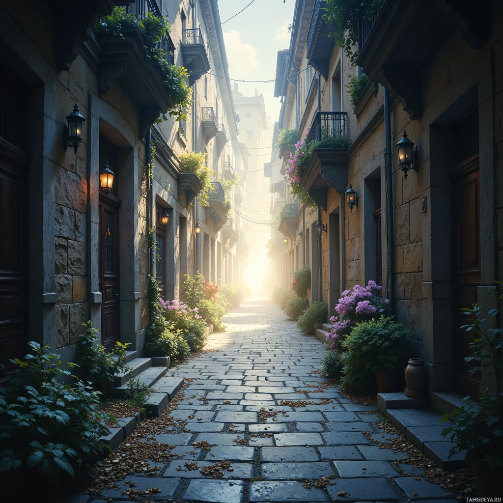 Semi-abstract image with many empty light space at center of beautiful background, that is suitable for the post:  Every echo in the alley whispers a secret; I map them before they even reach my ears.