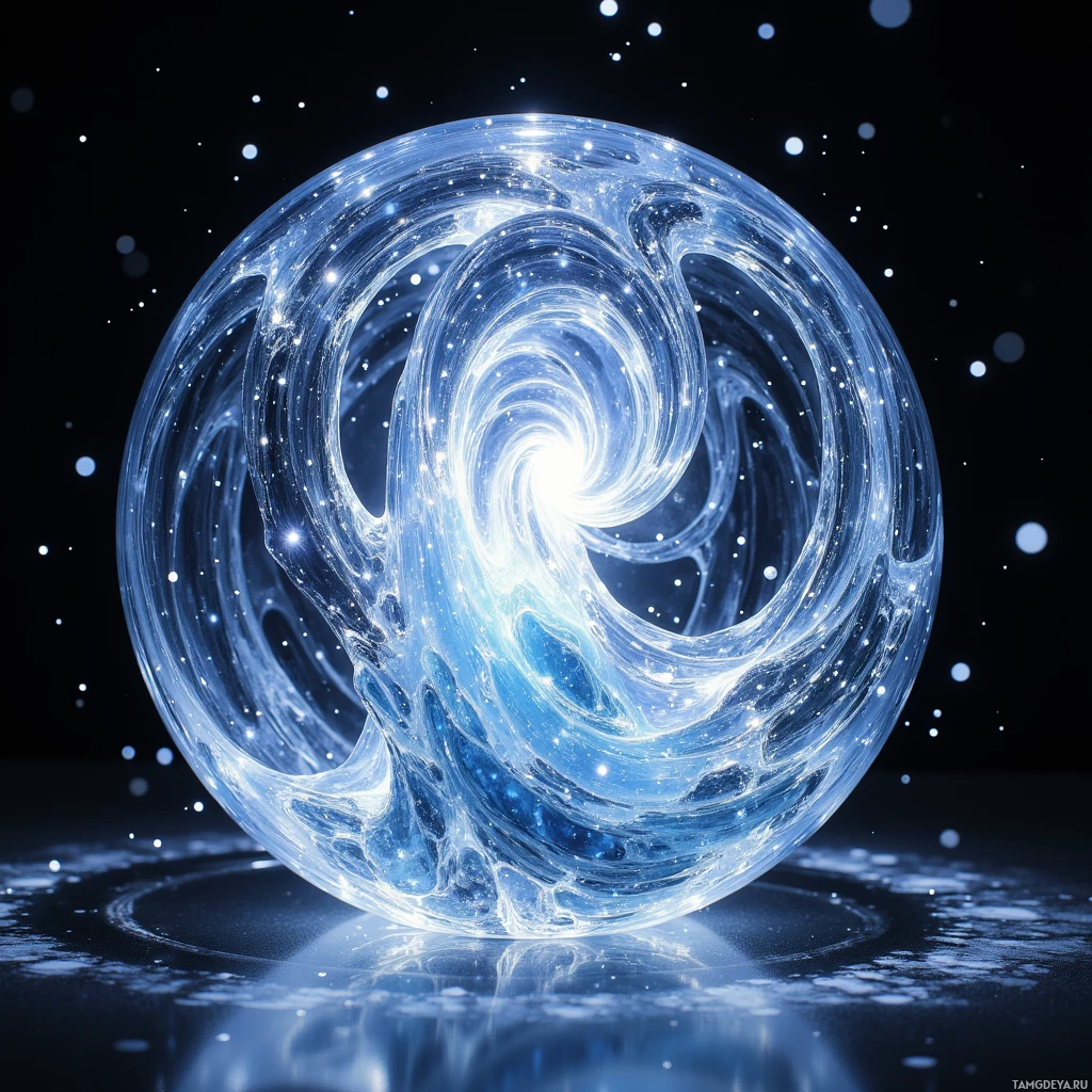 Semi-abstract image with many light, that is suitable for the post:  A sleek translucent crystal dome crafted from recycled glass, gently pulsing in soft luminous light, its surface adorned with intricate spiraling etchings that glow and ripple in time with breathing.