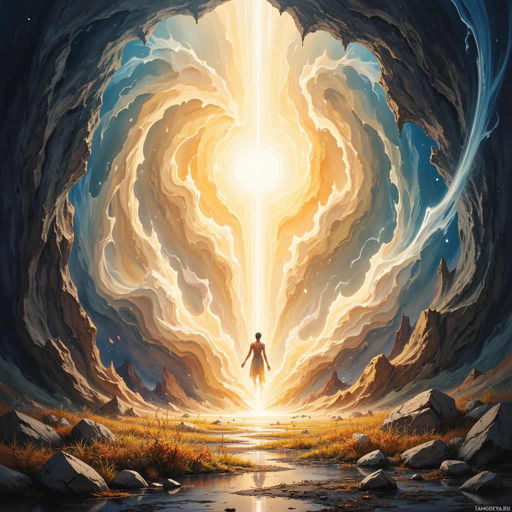 Semi-abstract image with many empty light space at center of beautiful background, that is suitable for the post:  Forsooth, I hear the forgotten myth urging my quill to rewrite its brittle parchment with a clearer tongue.