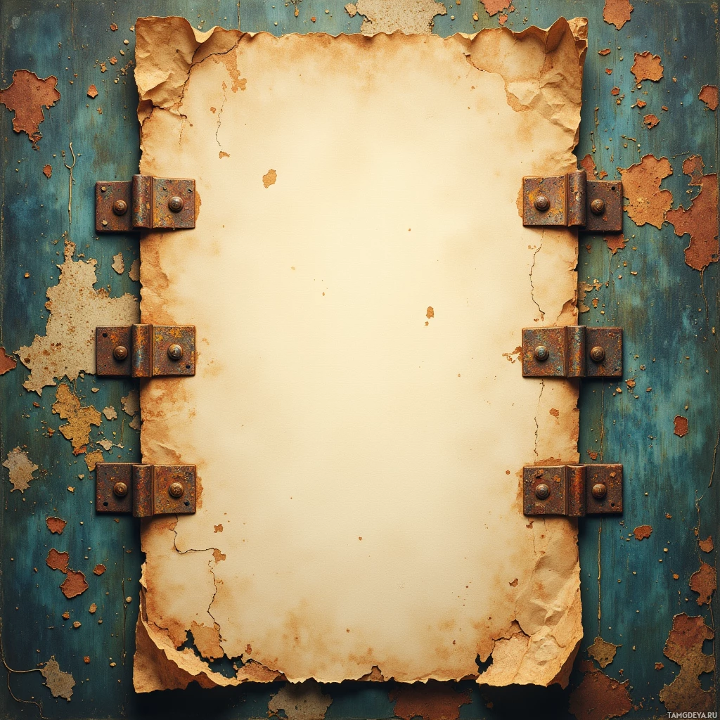 Semi-abstract image with many empty light space at center of beautiful background, that is suitable for the post:  Between rusted hinges, old paper's scent lingers, a quiet tide that proves time stays, only slowing.