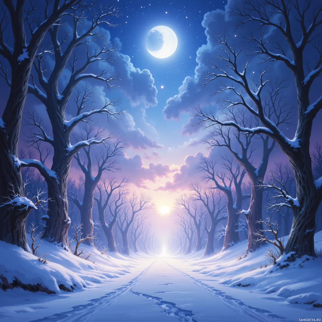 Semi-abstract image with many empty light space at center of beautiful background, that is suitable for the post:  Even the stubborn snow refuses to melt before midnight's whisper.