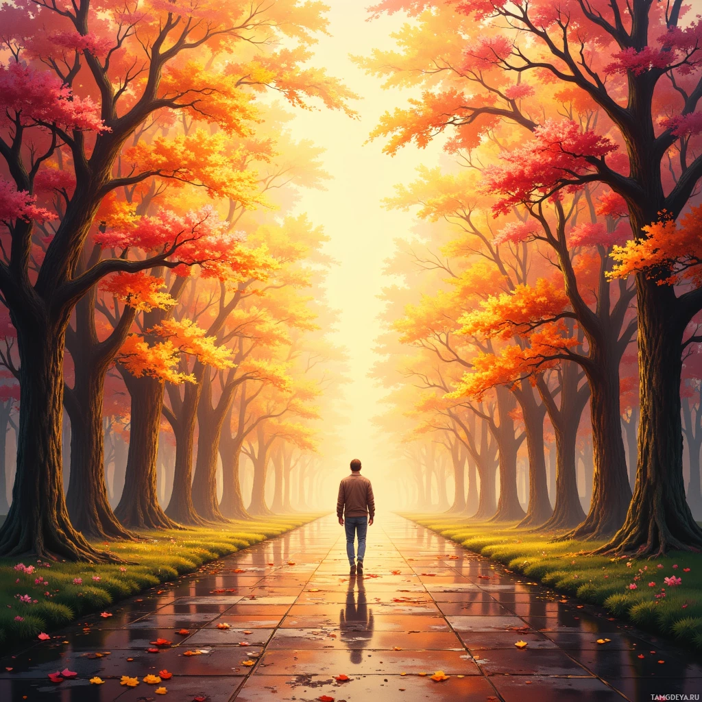 Semi-abstract image with many empty light space at center of beautiful background, that is suitable for the post:  I chase streets like breadcrumbs, each misstep scribbling a forgotten fact that tastes better than any scheduled breakfast.