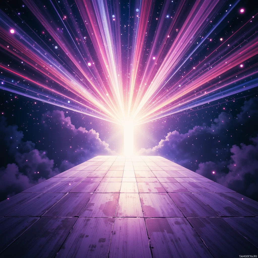 Semi-abstract image with many empty light space at center of beautiful background, that is suitable for the post:  I’m a runway comet, dazzling the crowd while my own pulse races ahead of the applause.