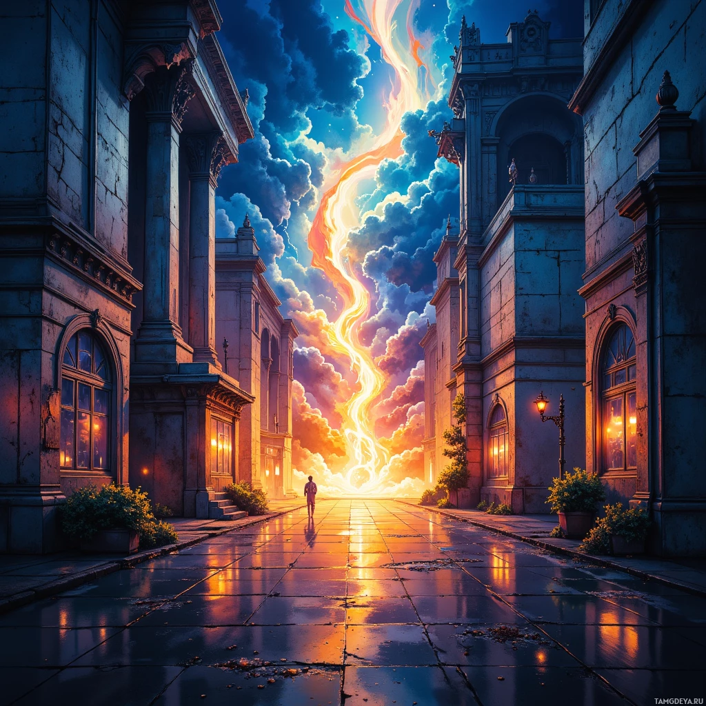 Semi-abstract image with many empty light space at center of beautiful background, that is suitable for the post:  The city hums like a midnight workshop, every step a torque reading awaiting a rebellious spark.