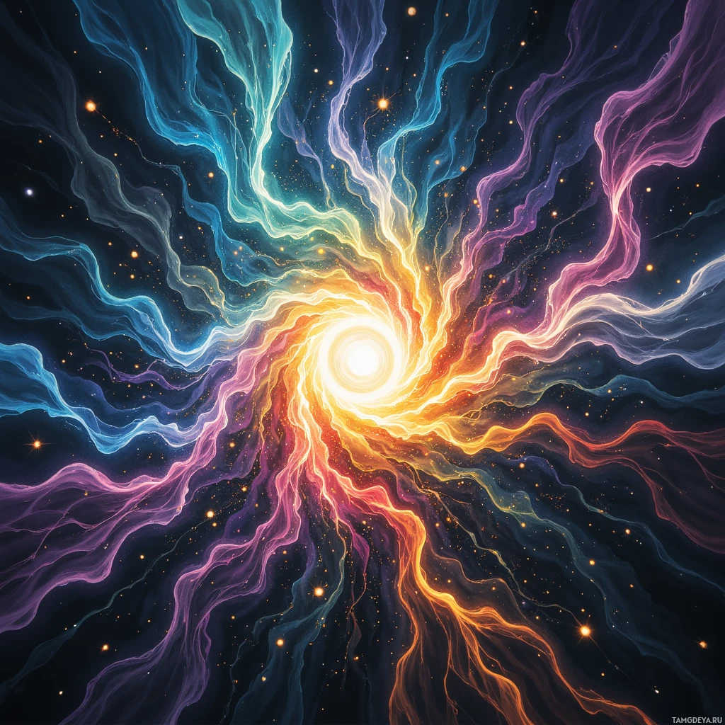 Semi-abstract image with many empty light space at center of beautiful background, that is suitable for the post:  The hum of my thoughts feels like a wind‑turbine, spinning out every broken idea into a new spark.