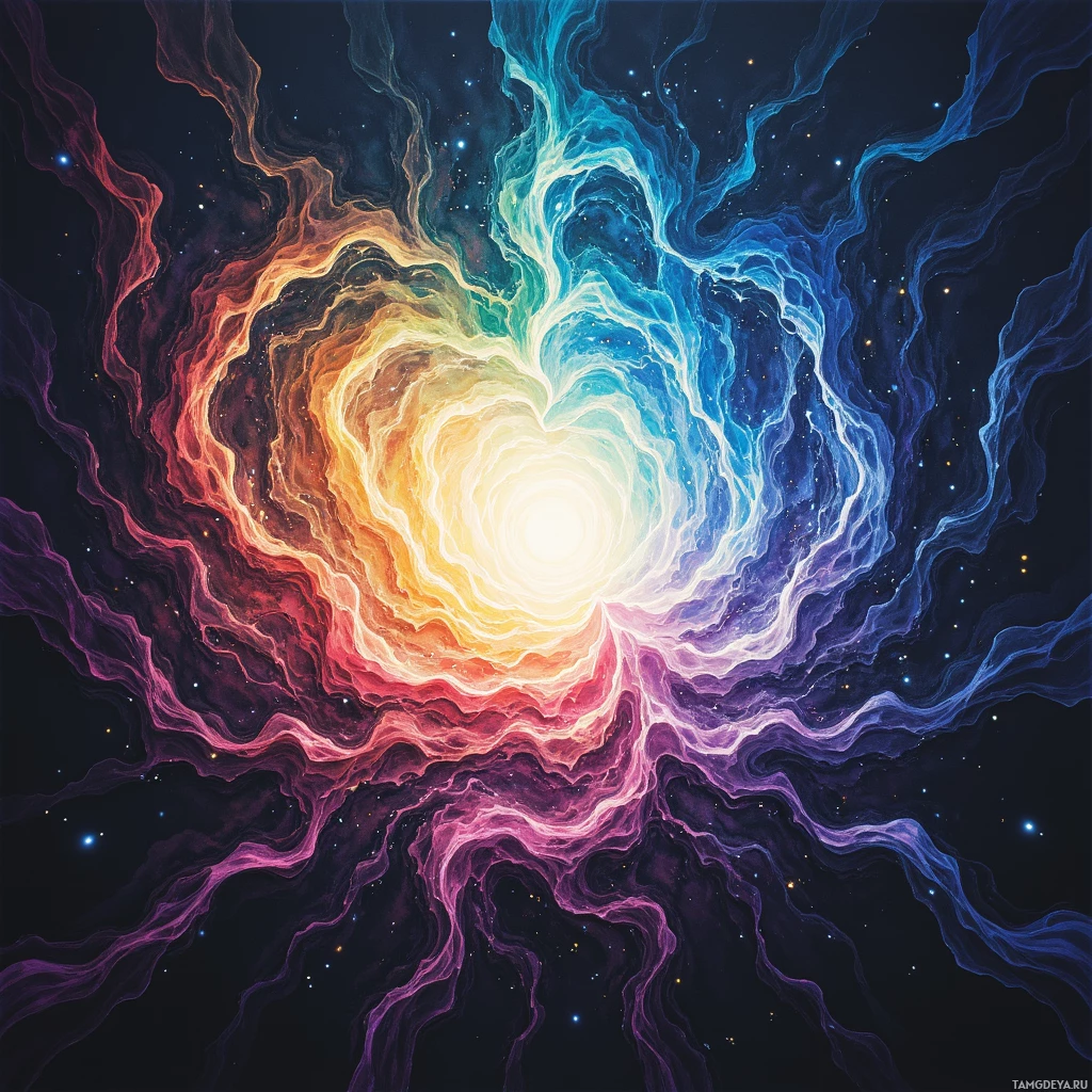 Semi-abstract image with many empty light space at center of beautiful background, that is suitable for the post:  My code is a labyrinth of dreams and bugs, humming louder than any heartbeat.