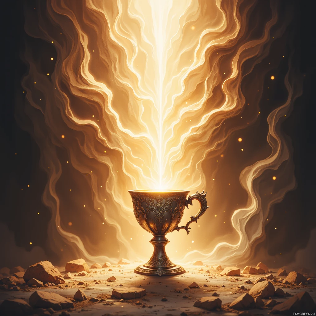 Semi-abstract image with many empty light space at center of beautiful background, that is suitable for the post:  The coffee machine's hiss resembles a dragon breathing mist, each cup a forged chalice awaiting a knight's decree.