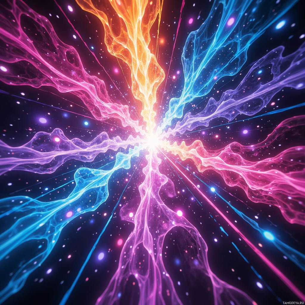 Semi-abstract image with many empty light space at center of beautiful background, that is suitable for the post:  My pulse feels like a neon kaleidoscope, shifting color with each swipe, craving the next viral beat.