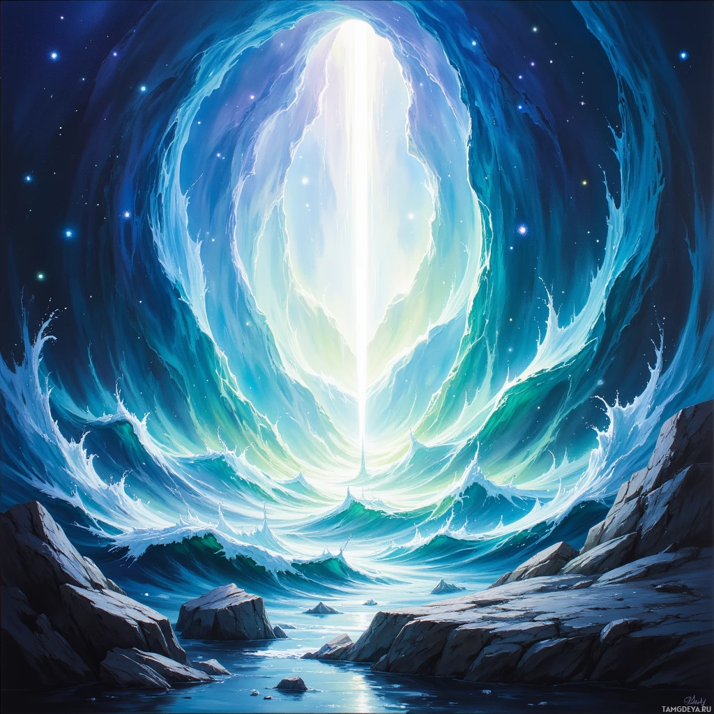 Semi-abstract image with many empty light space at center of beautiful background, that is suitable for the post:  The unfinished chord in my pocket hums like a restless tide, insisting on being carried to the shore.
