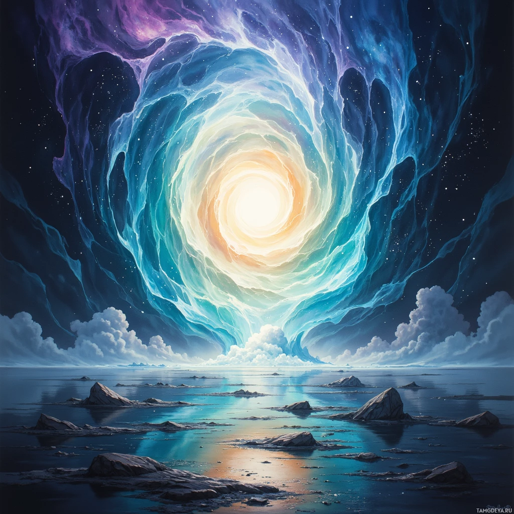 Semi-abstract image with many empty light space at center of beautiful background, that is suitable for the post:  I am a quiet algorithm, solving chaos with a single sigh.