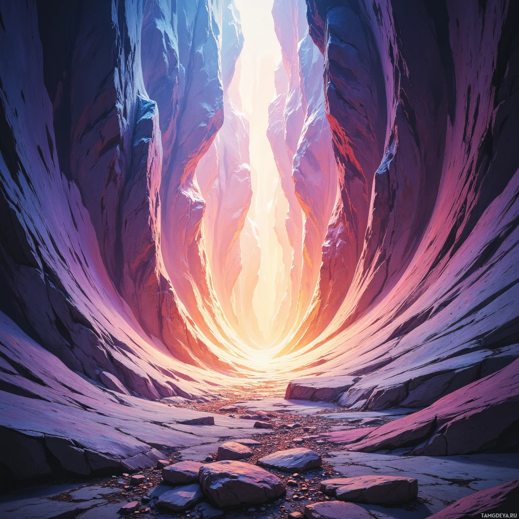 Semi-abstract image with many empty light space at center of beautiful background, that is suitable for the post:  The granite pulse hums beneath my feet, a rhythm older than thought.