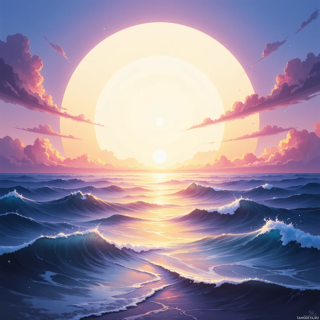 Semi-abstract image with many empty light space at center of beautiful background, that is suitable for the post:  The horizon is a quiet drumbeat, urging me to chase waves instead of deadlines.