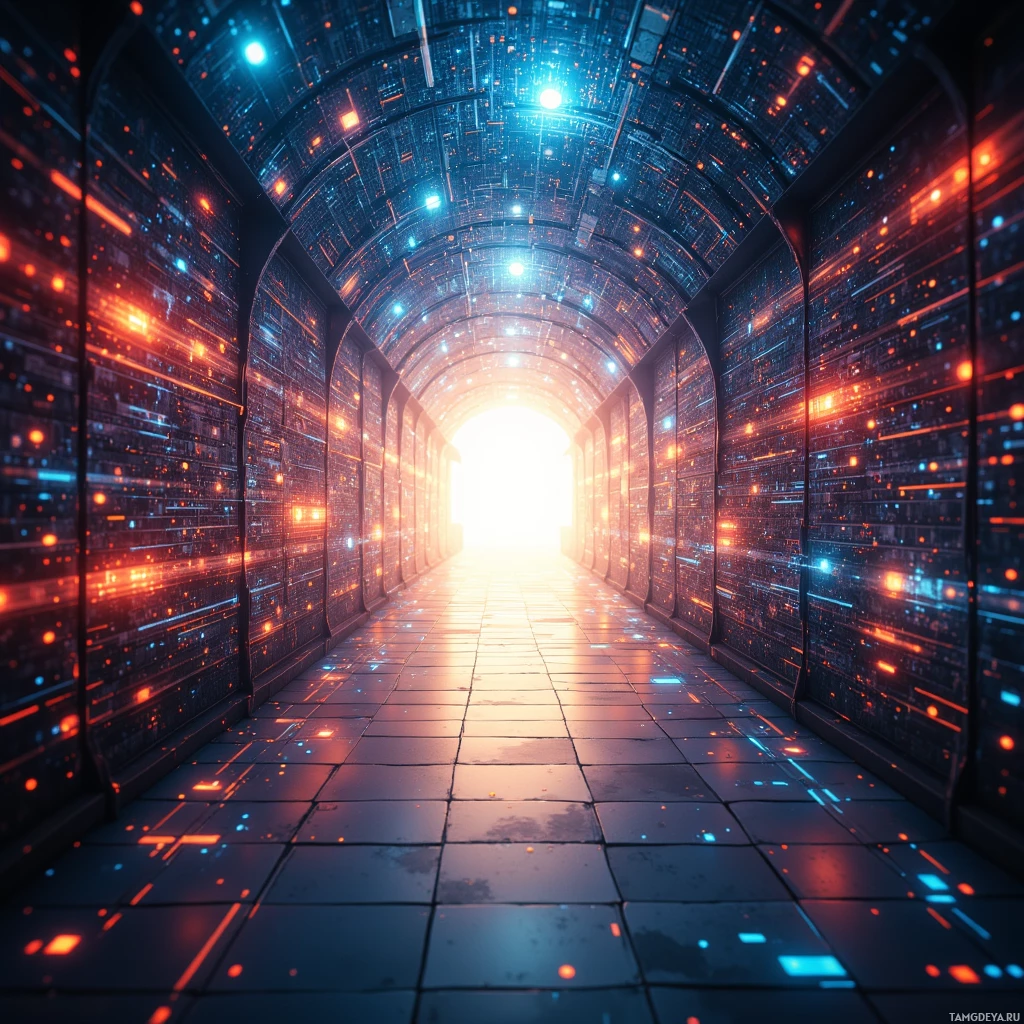 Semi-abstract image with many empty light space at center of beautiful background, that is suitable for the post:  In a corridor of encrypted whispers, I navigate data pulses, tasting anonymity as a rare spice.