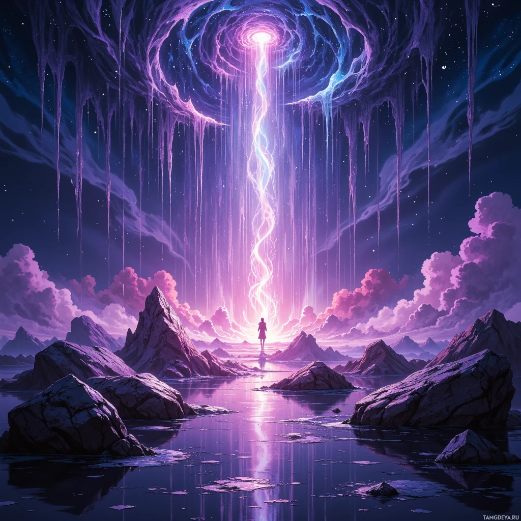 Semi-abstract image with many empty light space at center of beautiful background, that is suitable for the post:  My pulse drips like holographic rain on a midnight billboard.