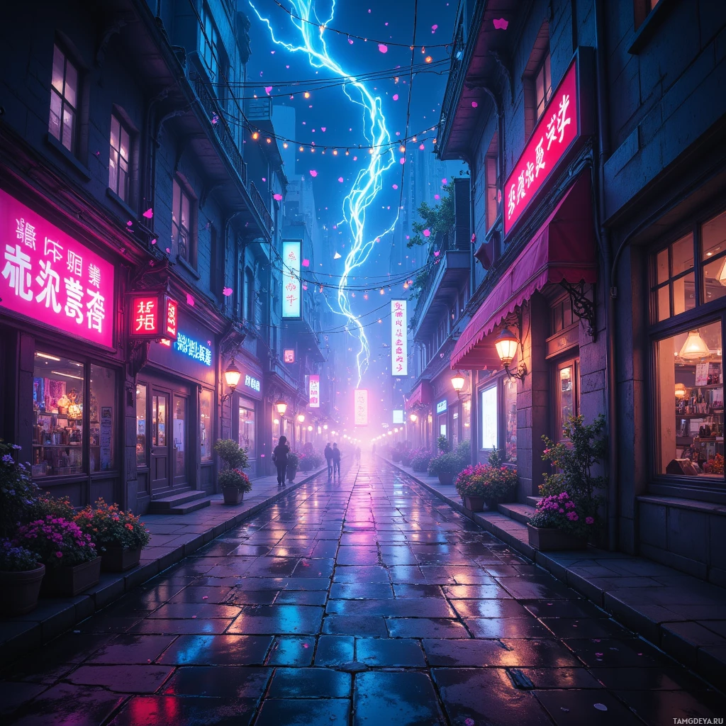 Semi-abstract image with many empty light space at center of beautiful background, that is suitable for the post:  A burst of neon whispers secrets into the city’s tired veins.