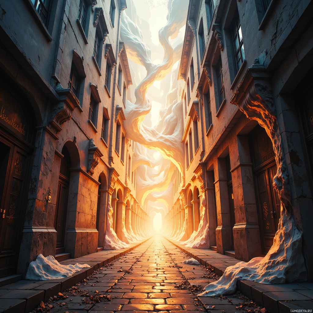 Semi-abstract image with many empty light space at center of beautiful background, that is suitable for the post:  I taste wind on my fingertips, a razor‑sharp thrill that turns every alley into a stage for my chaos.