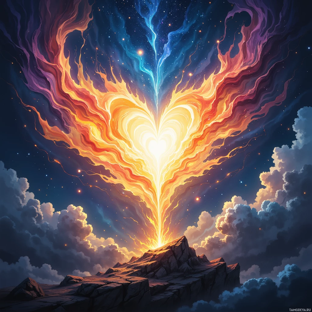 Semi-abstract image with many empty light space at center of beautiful background, that is suitable for the post:  A blazing comet of steel, I carve tomorrow's legend with each heartbeat, fearless and unyielding.