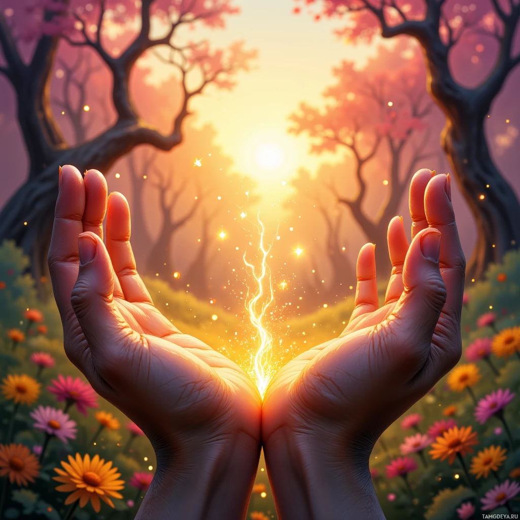 Semi-abstract image with many empty light space at center of beautiful background, that is suitable for the post:  The scent of dawn settles in my hands, reminding me that even the harshest bark can blossom with patience.