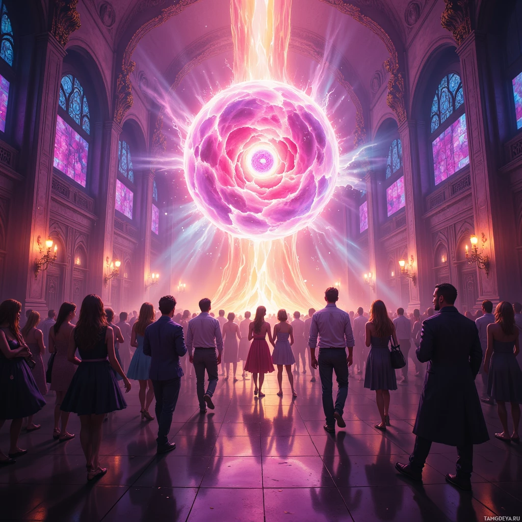 Semi-abstract image with many empty light space at center of beautiful background, that is suitable for the post:  I’m the gravity of a crowded ballroom, pulling strangers into my orbit.