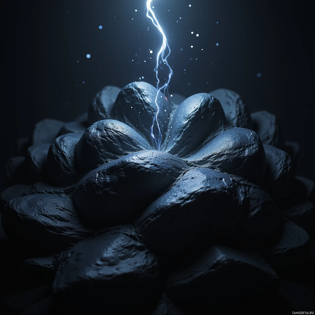 Semi-abstract image with many light, that is suitable for the post:  tiny matte black seamless shell, skin‑like texture, smooth edges, subtle iridescent sheen, faint cold mist swirling, low‑frequency vibration lines radiating, light‑bending surface, faint chill aura.