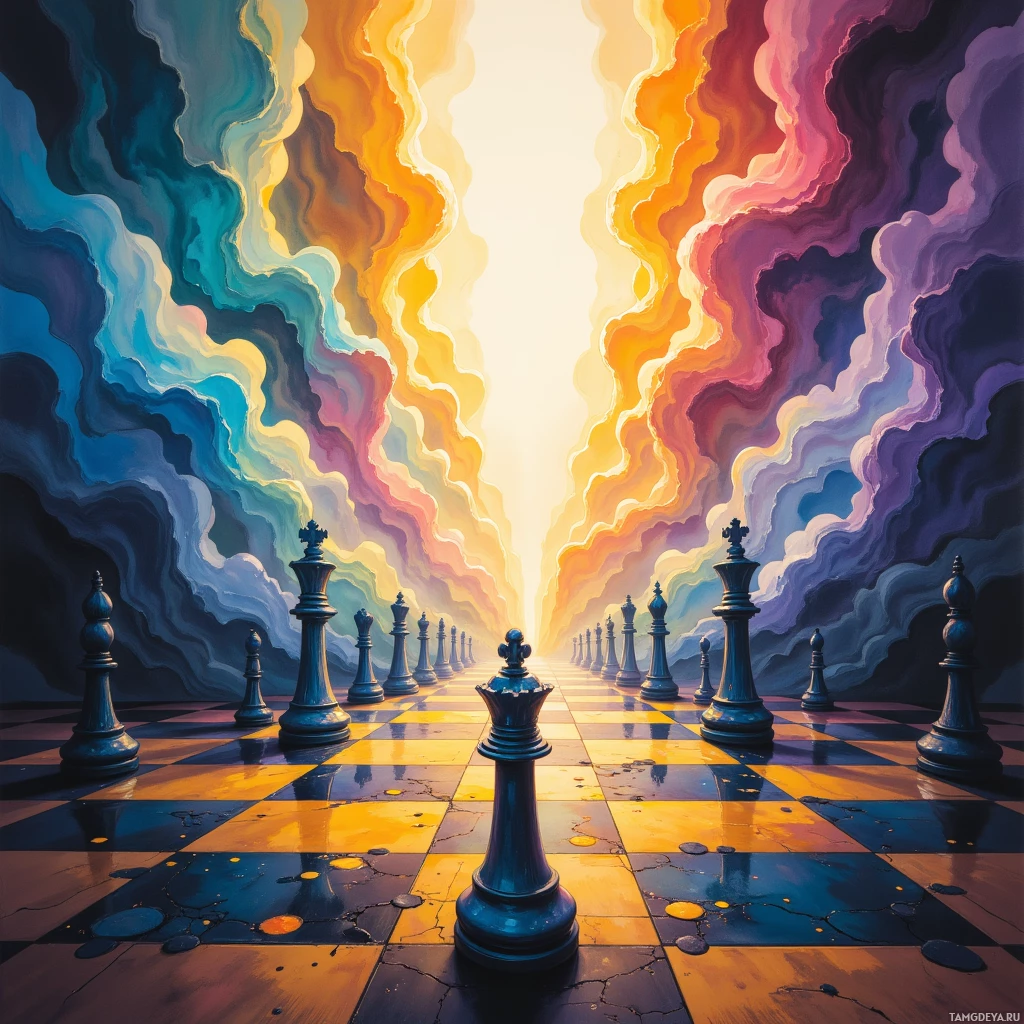 Semi-abstract image with many empty light space at center of beautiful background, that is suitable for the post:  My mind is a chessboard; every pawn moves with honor.