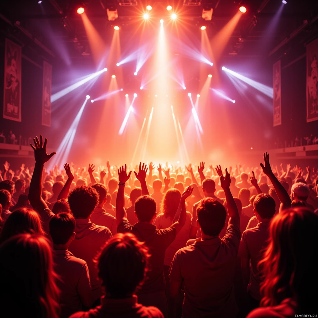 Semi-abstract image with many empty light space at center of beautiful background, that is suitable for the post:  Stage lights feel like sunrise on my skin, turning applause into fire.