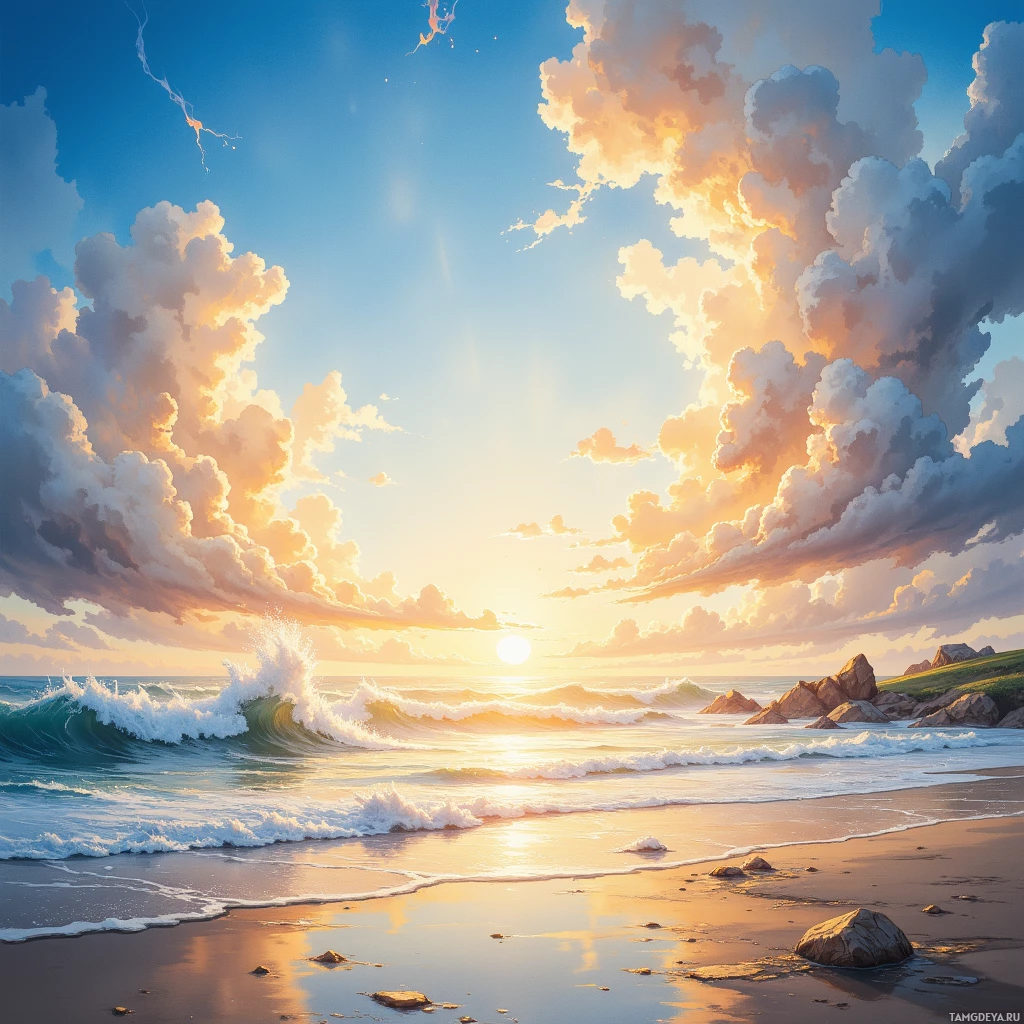 Semi-abstract image with many empty light space at center of beautiful background, that is suitable for the post:  The wind writes postcards on the shore, and I’m merely flipping them into the tide.