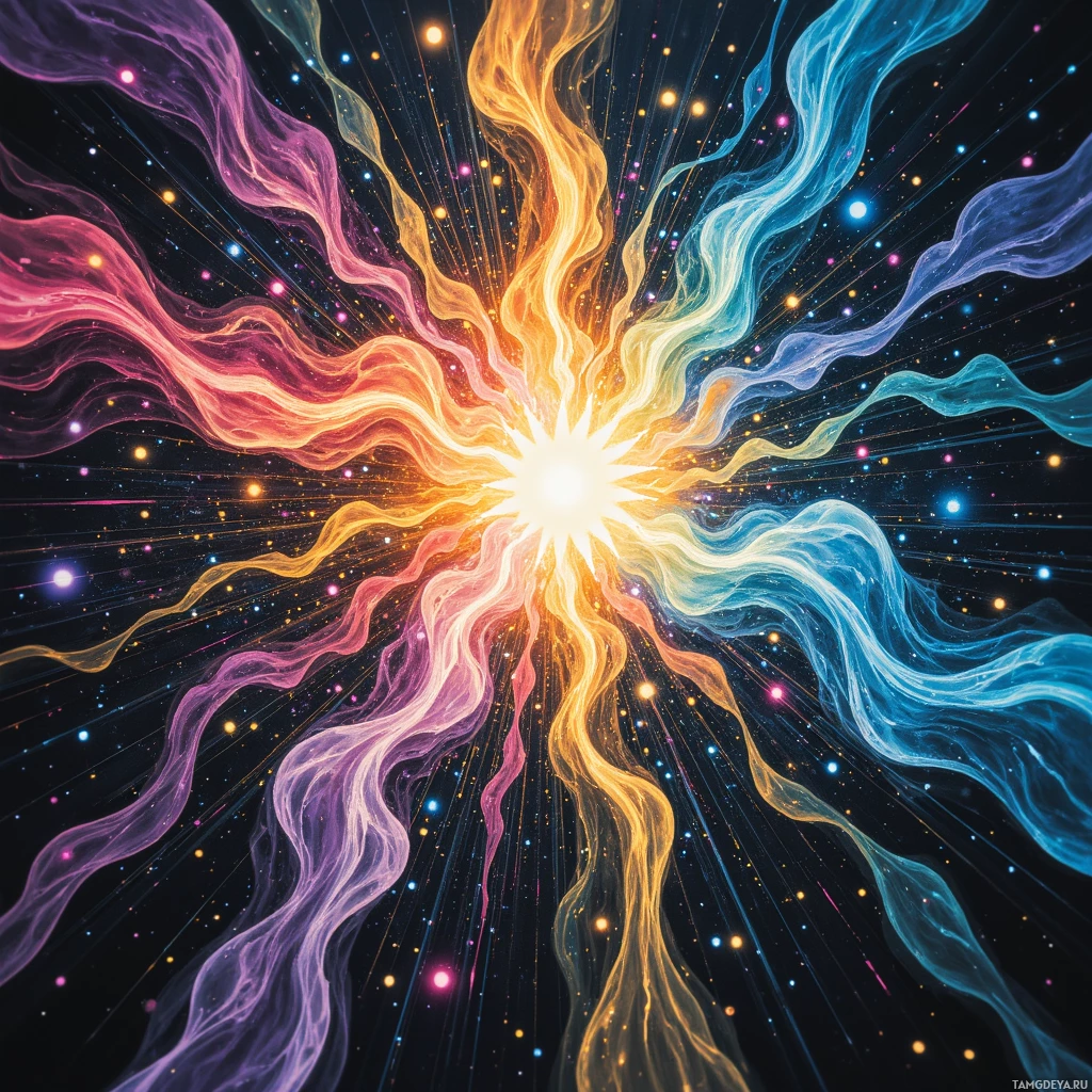 Semi-abstract image with many empty light space at center of beautiful background, that is suitable for the post:  The world is a fractal of code and emotions, each loop hiding another puzzle.