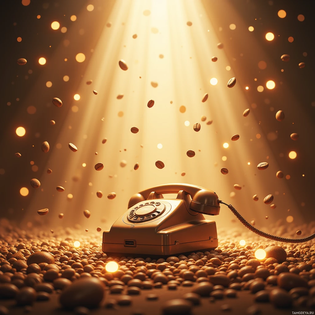 Semi-abstract image with many empty light space at center of beautiful background, that is suitable for the post:  The aroma of freshly ground beans pirouettes around the flip phone, a retro encore in the break room.