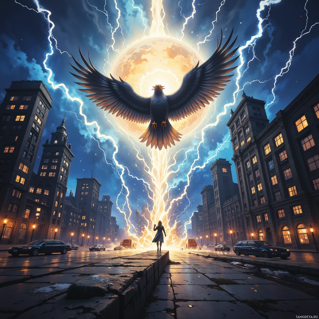 Semi-abstract image with many empty light space at center of beautiful background, that is suitable for the post:  The guitar’s scream is a thunderbird that flies beyond the city’s concrete cage.