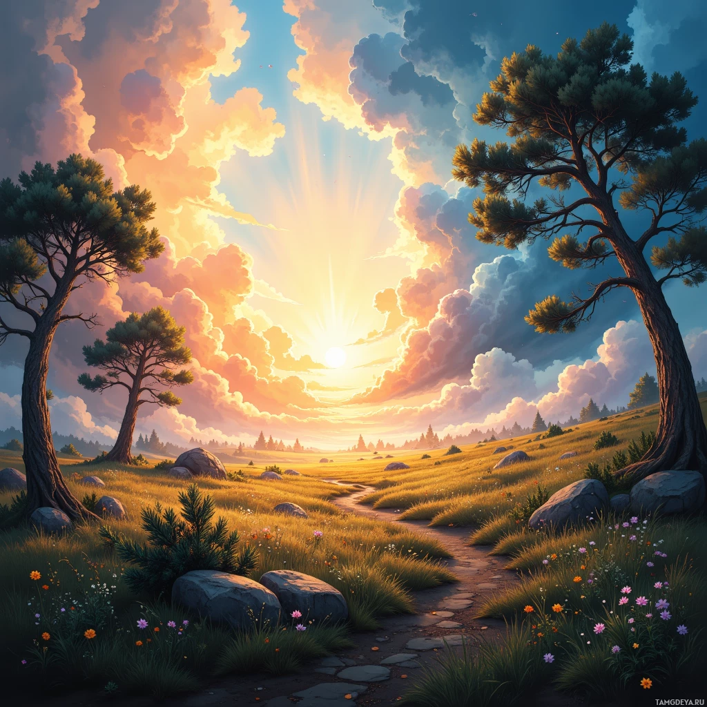 Semi-abstract image with many empty light space at center of beautiful background, that is suitable for the post:  My laughter is a rustling pinecone in a storm, scattering doubt like wind across the meadow.