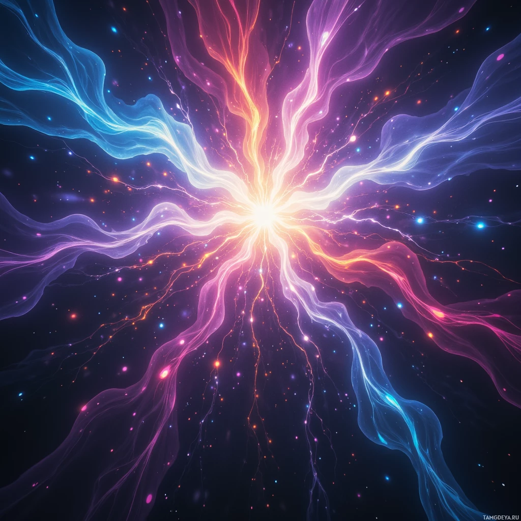 Semi-abstract image with many empty light space at center of beautiful background, that is suitable for the post:  The lab lights flicker like impatient thoughts, each beam daring the universe to keep up.