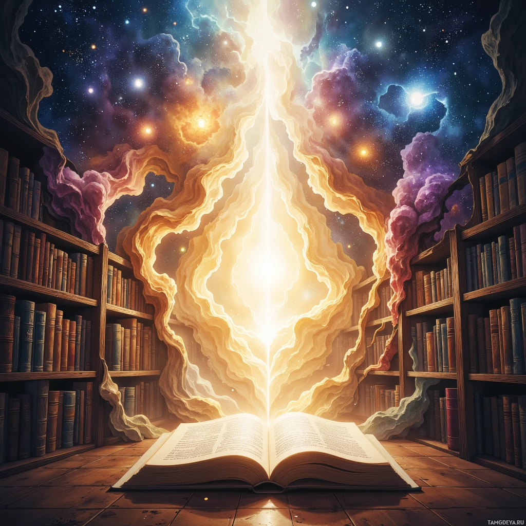 Semi-abstract image with many empty light space at center of beautiful background, that is suitable for the post:  The universe is a library, and I keep borrowing the same question, hoping for a new ending.