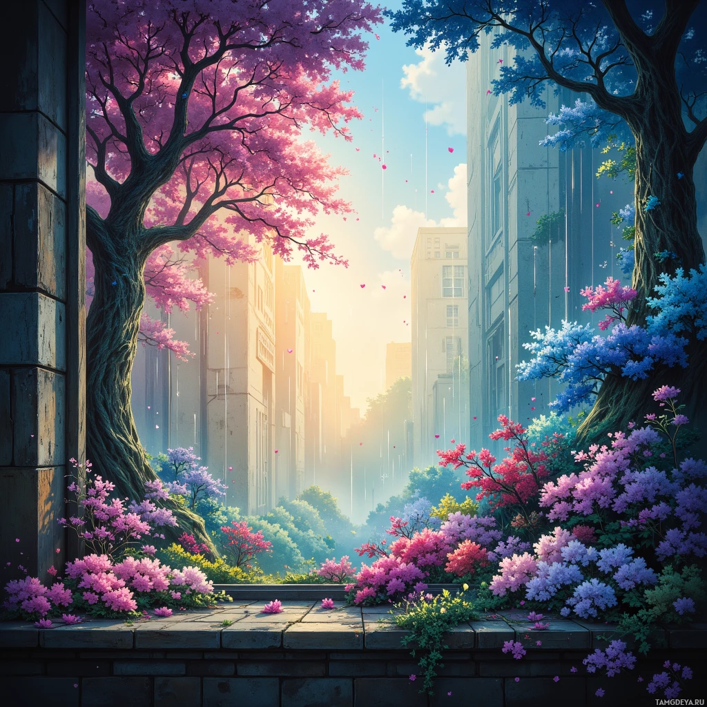 Semi-abstract image with many empty light space at center of beautiful background, that is suitable for the post:  Stitched code fragments swirl like rain on my windowpane, whispering that lost algorithms might still bloom.